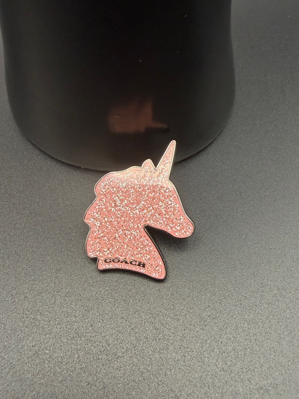 Coach Pink Glitter Unicorn Pin